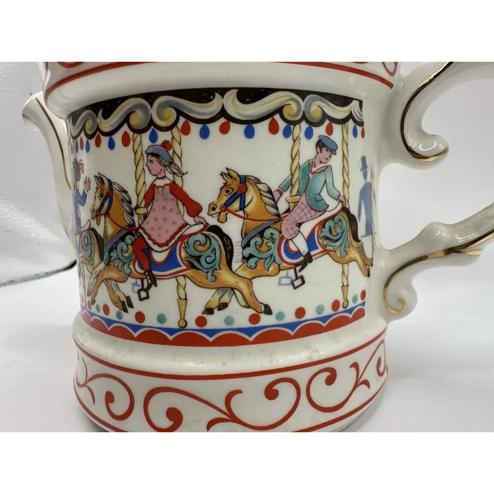 Sadler England Porcelain Carousel 2 Cup Teapot Tivoli Edwardian Entertainments